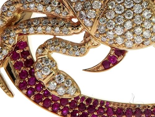 14K Yellow Gold Prong Diamond Crab Pendant 63094 - Image 8