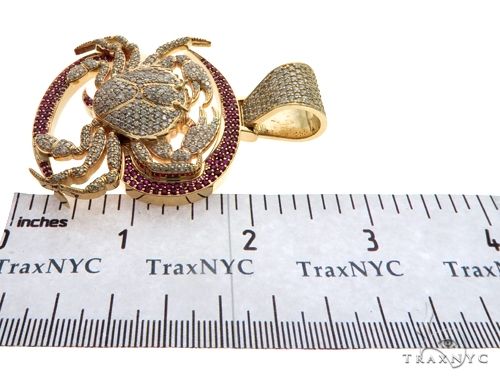 14K Yellow Gold Prong Diamond Crab Pendant 63094 - Image 9