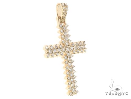 14K Yellow Gold Prong Diamond Cross 65281 - Image 2