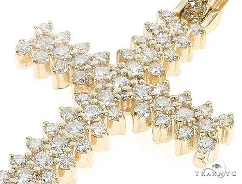 14K Yellow Gold Prong Diamond Cross 65281 - Image 4