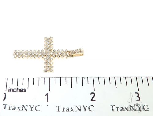 14K Yellow Gold Prong Diamond Cross 65281 - Image 7