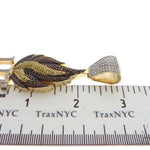 14K Yellow Gold Prong Diamond Custom Gold Flame LIT Pendant 63781 - Image 10