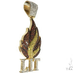 14K Yellow Gold Prong Diamond Custom Gold Flame LIT Pendant 63781 - Image 2