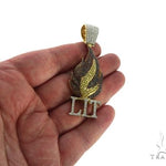 14K Yellow Gold Prong Diamond Custom Gold Flame LIT Pendant 63781 - Image 9