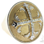 14K Yellow Gold Prong Diamond Custom Made TraxNYCs Templar Ring Knights Crusader Masonic 63117 - Image 4