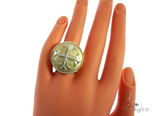 14K Gold Diamond Templar Knights Crusader Masonic Ring, photo 10 of 10