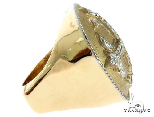 14K Yellow Gold Prong Diamond Custom Made TraxNYCs Templar Ring Knights Crusader Masonic 63117 - Image 5