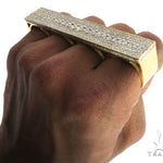 14K Yellow Gold Prong Diamond Four Finger Ring Hip Hop Style 62998 - Image 11