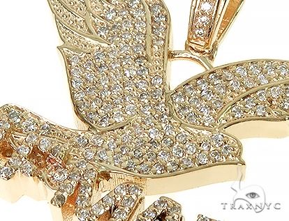 14K Gold Prong Diamond FreeBird Self Made Charm Pendant 63091 - Image 4