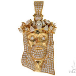 14K Yellow Gold Prong Diamond Jesus Pendant 57217 - Image 1
