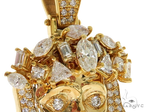 14K Yellow Gold Prong Diamond Jesus Pendant, photo 3 of 9