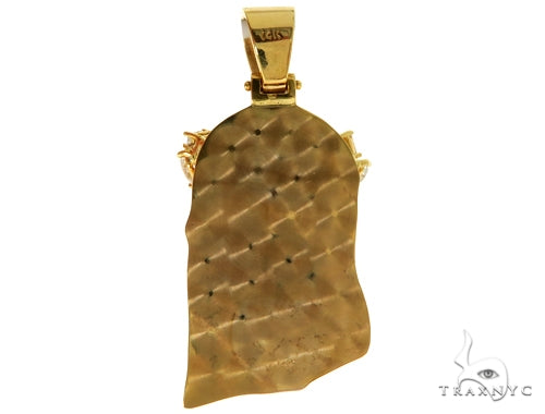 14K Yellow Gold Prong Diamond Jesus Pendant, photo 6 of 9