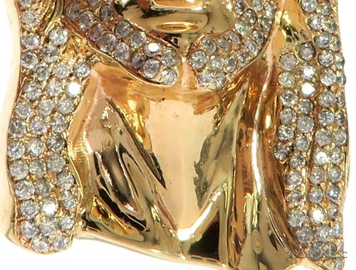 14K Yellow Gold Prong Diamond Jesus Piece, photo 4 of 8