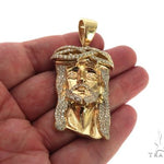 14K Yellow Gold Prong Diamond Jesus Piece 63093 - Image 6