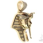 14K Gold Prong Diamond Small Pharaoh King Tut Charm Pendant 63729 - Image 3