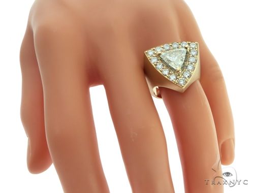 14K Yellow Gold Prong Diamond Trillion Cut Ring, photo 8 of 9