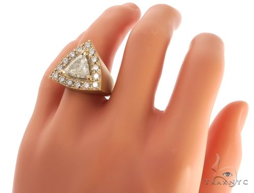 14K Yellow Gold Prong Diamond Trillion Cut Ring, photo 9 of 9