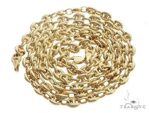 14k Yellow Gold Puffed Link 24 Inches 4.5mm 64964, photo 4 of 6
