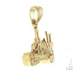 14K Yellow Gold Small Battle Tank Pendant 66028 - Image 2