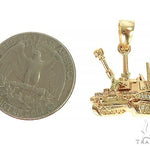 14K Yellow Gold Small Battle Tank Pendant 66028 - Image 5