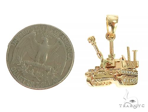 14K Yellow Gold Small Battle Tank Pendant 66028 - Image 5