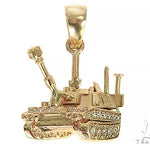 14K Yellow Gold Small Battle Tank Pendant 66028 - Image 1