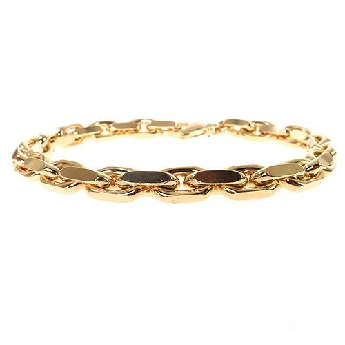 14K yellow gold solid cable bracelet, 6mm wide, 8.25-inch length, polished finish