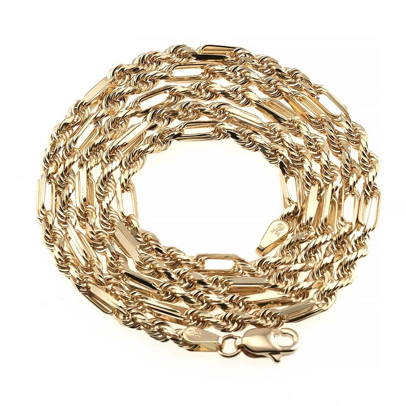 14K Yellow Gold Solid Figarope Link Chain 22 Inches 3mm 70584 - Image 5