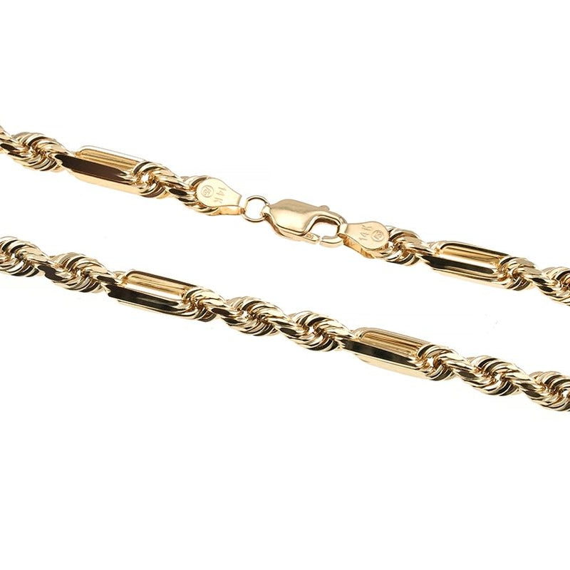 14K Yellow Gold Solid Figarope Link Chain 22 Inches 5.5mm 70585 - Image 2