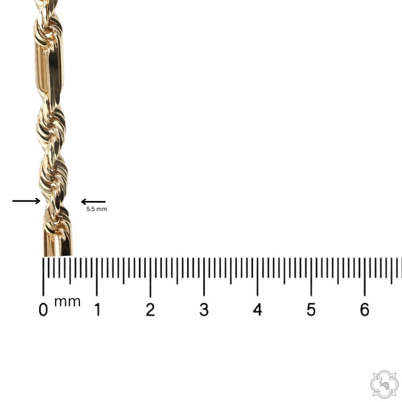 14K Yellow Gold Solid Figarope Link Chain 24 Inches 5.5mm 70586 - Image 4