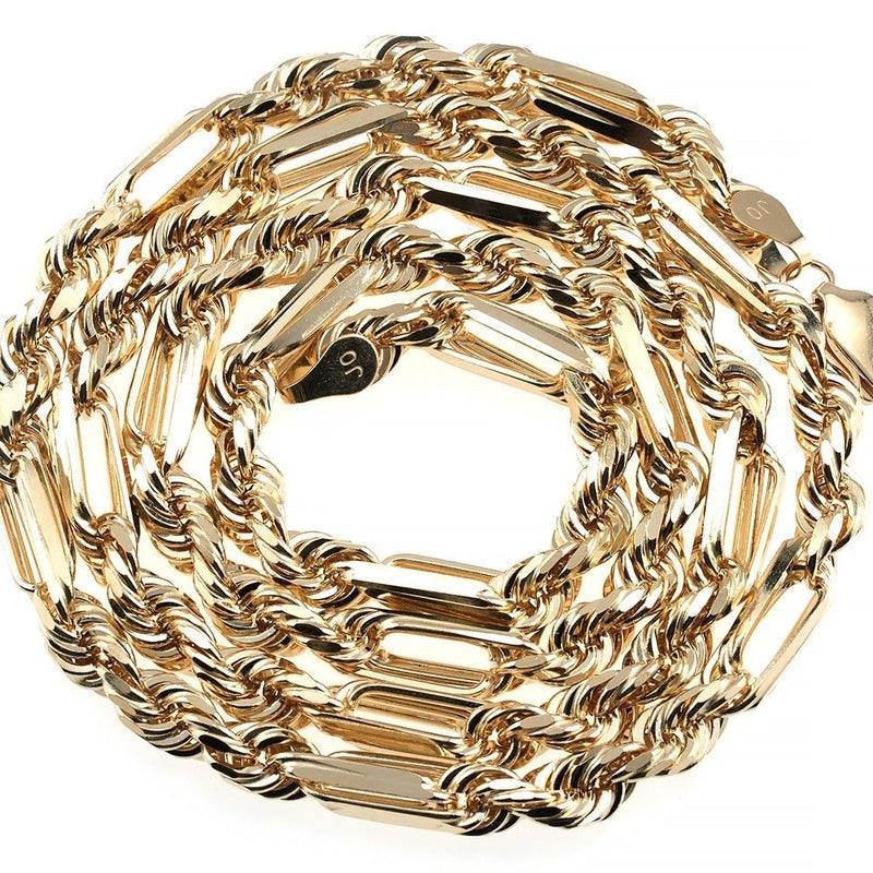 14K Yellow Gold Solid Figarope Link Chain 24 Inches 5.5mm 70586 - Image 5