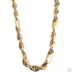 14K Yellow Gold Solid Figarope Link Chain 24 Inches 8mm 70587 - Image 1
