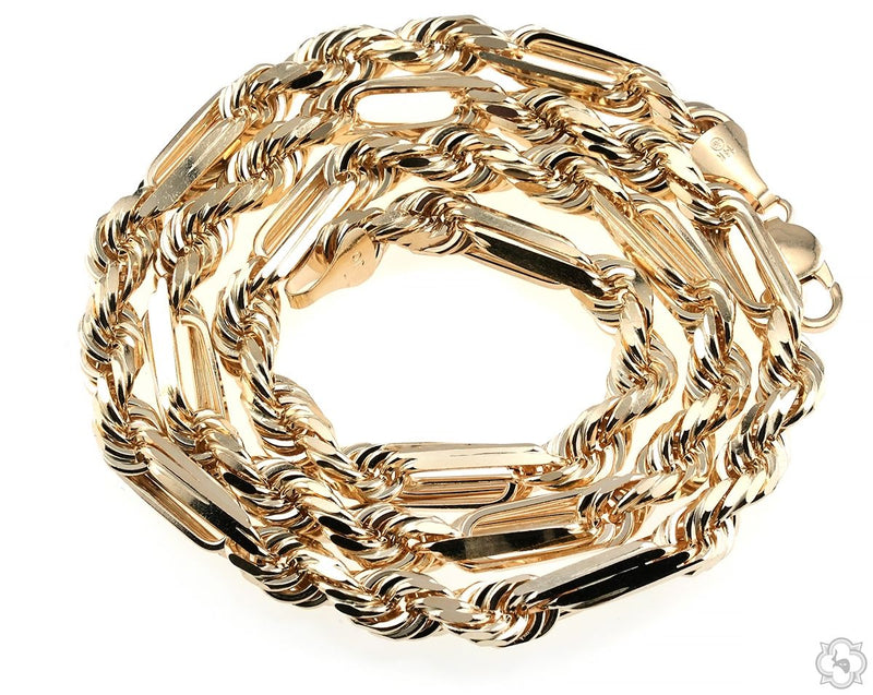 14K Yellow Gold Solid Figarope Link Chain 24 Inches 8mm 70587 - Image 3