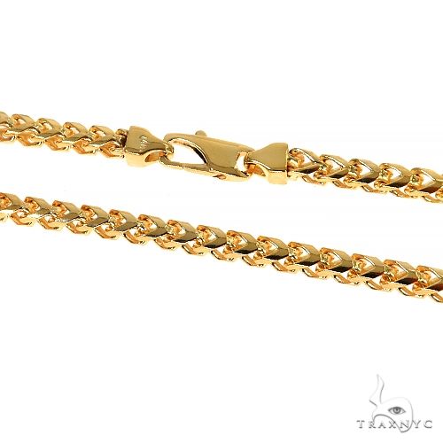 14k yellow gold solid Franco chain, 3.8mm thickness, 26-inch men's necklace.
