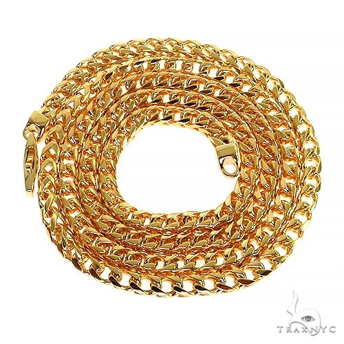 14k yellow gold solid Franco chain, 3.8mm thickness, 26-inch men's necklace.