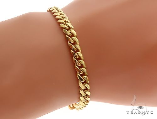 14K Yellow Gold Solid Miami Cuban Link Bracelet 8.5 Inches 6 mm   65590 - Image 5