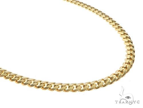 14K yellow gold solid Miami Cuban link chain, 6mm width, 26 inches, close-up of interlocked links