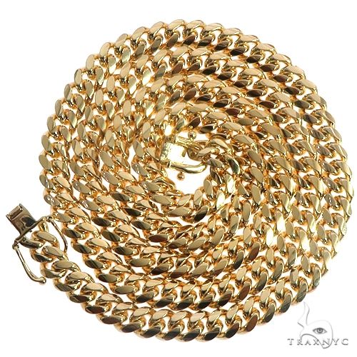 14K Yellow Gold Solid Miami Cuban Link Chain 26 Inches 7mm   66529 - Image 3