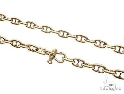 14K Yellow Gold Solid Puffed Anchor Link 25 Inches 6mm 65503 - Image 1