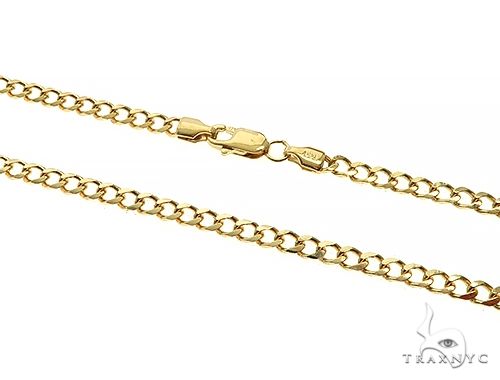14K Yellow Gold Thin Solid Curb Link  Chain 3mm 18 Inches 65976 - Image 2