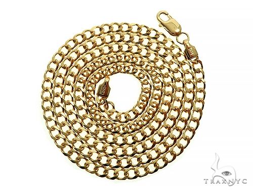 14K Yellow Gold Thin Solid Curb Link  Chain 3mm 18 Inches 65976 - Image 3