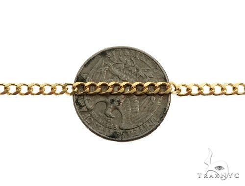 14K Yellow Gold Thin Solid Curb Link  Chain 3mm 18 Inches 65976 - Image 4