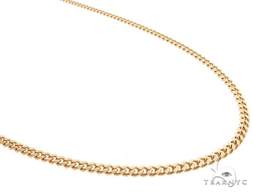 14K yellow gold thin Miami Cuban link chain 16 inches with lobster clasp closure