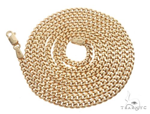 14K Yellow Gold Solid Thin Miami Cuban Link Chain 24 Inches 3mm   65185 - Image 3
