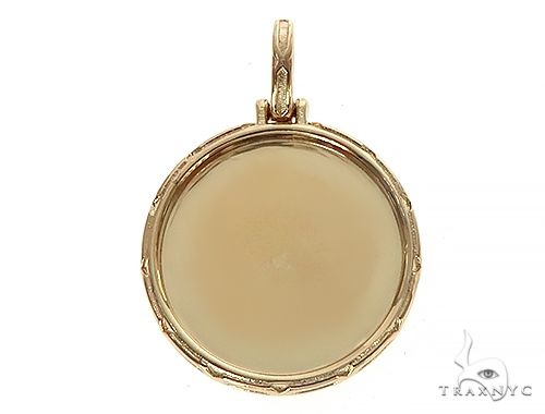 14K Yellow Gold Special Edition Round Photo Pendant Edged Frame 65312 - Image 1