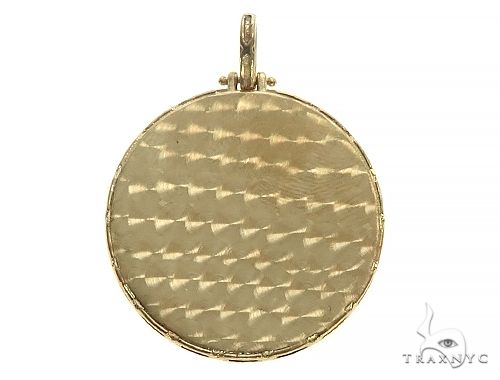 14K Yellow Gold Special Edition Round Photo Pendant Edged Frame 66163 - Image 3