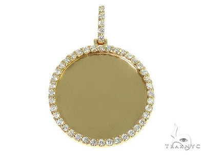 14K Yellow Gold Sweet Memories Collection Medium Diamond Photo Pendant 66281 - Image 1