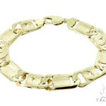 14K Yellow Gold Tiger Eye Bracelet 9.5 Inches 14mm   56548 - Image 1