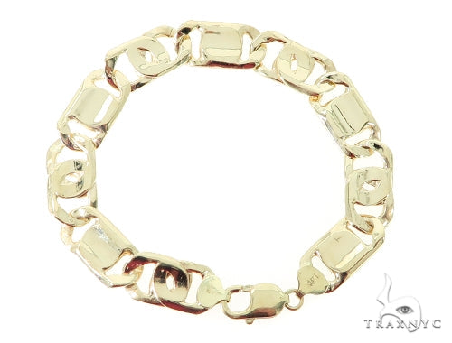 14K Yellow Gold Tiger Eye Bracelet 9.5 Inches 14mm   56548 - Image 3