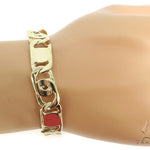 14K Yellow Gold Tiger Eye Bracelet 9.5 Inches 14mm   56548 - Image 7